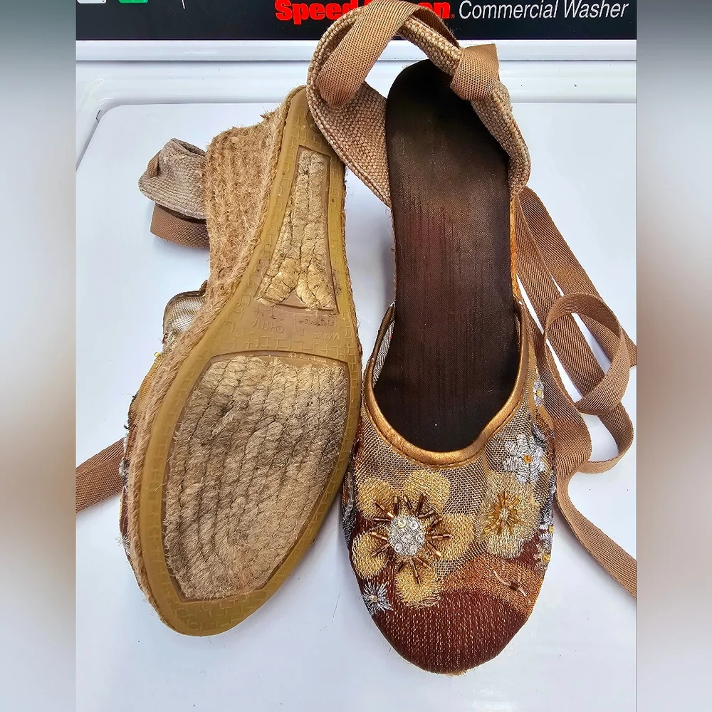 Montego Bay Espadrilles women's size 8 sequence cottagecore metallic wedges